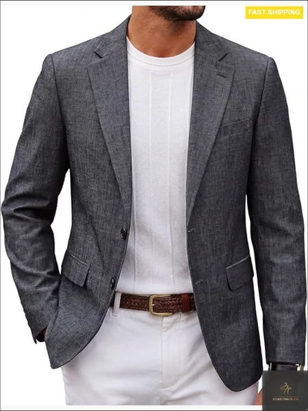 blazer, sport coat, suit jacket, dress jacket, casual blazer, linen blazer, free shipping, brand awareness, lifestyle, minimalist, trustworthy, calm, neutral, black, yellow